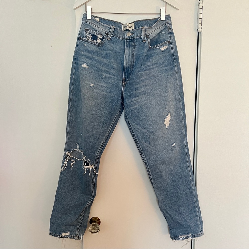 Reformation Distressed Straight Jeans